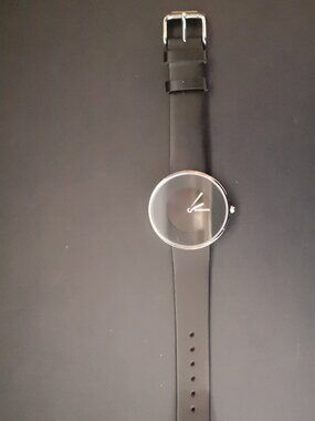 Lambretta Cielo Watch w/ Black Dial & Black Leather Strap Silver Tone Hardware